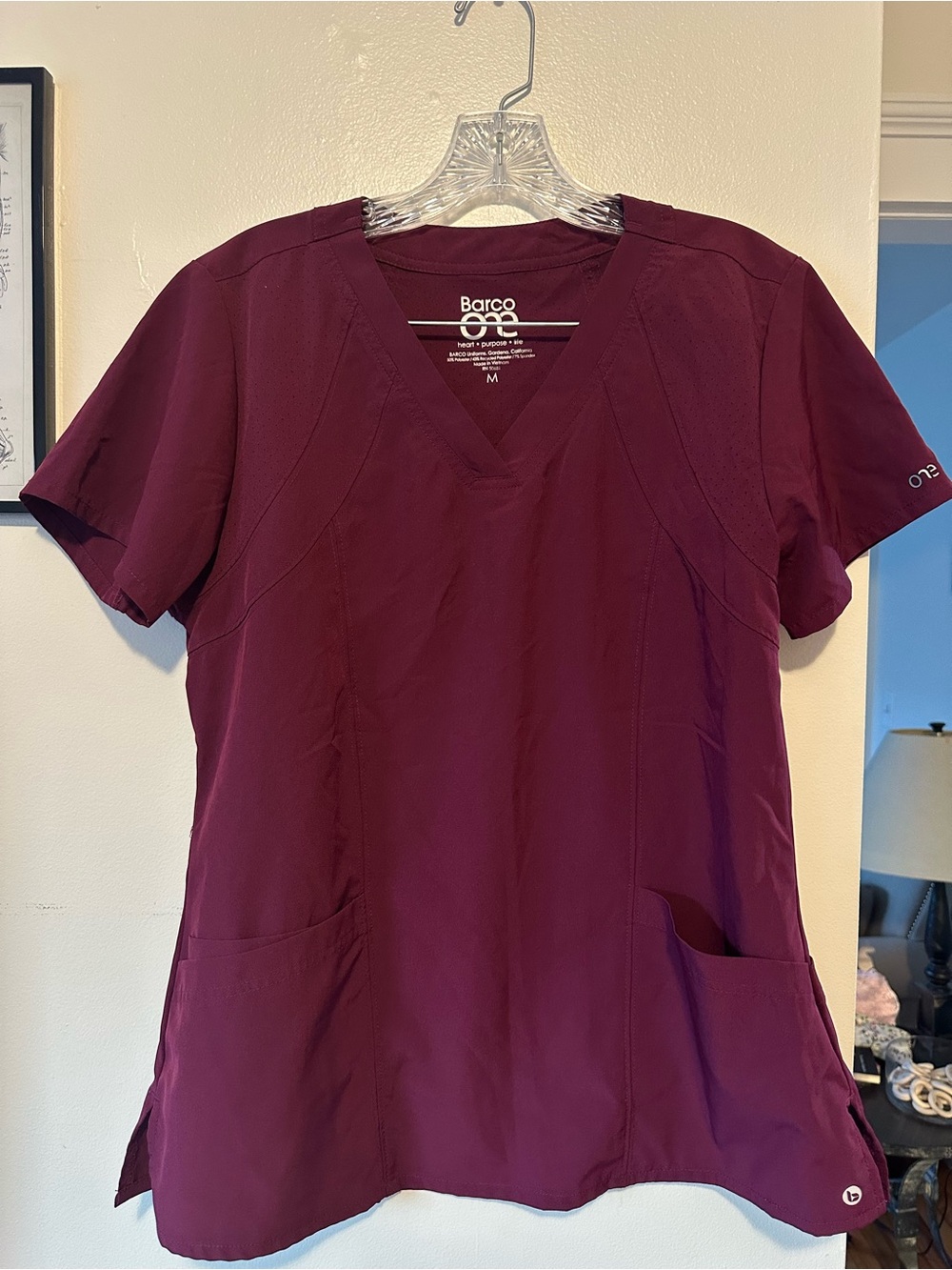 Barco Uniforms Women's V-Neck Scrub Top in Wine